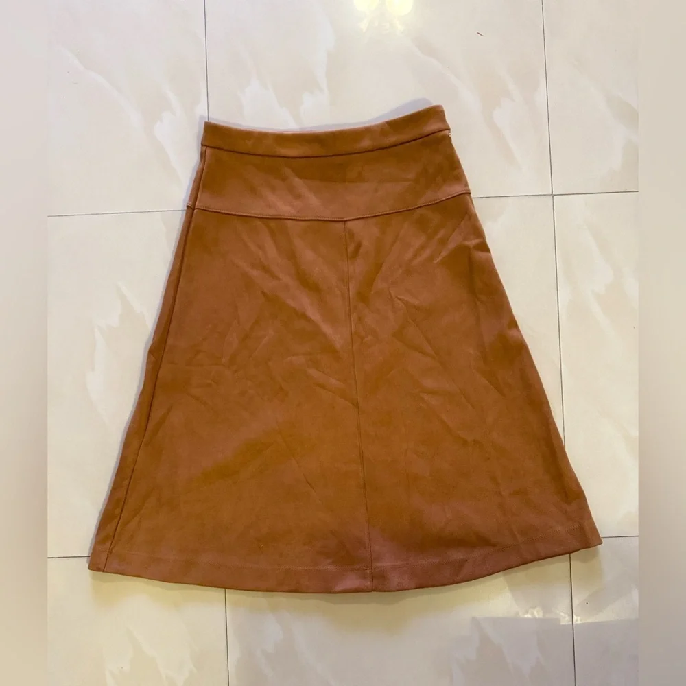 Girls Faux Suede kid chick Skirt brown zipper winter zipper 18 Y winter